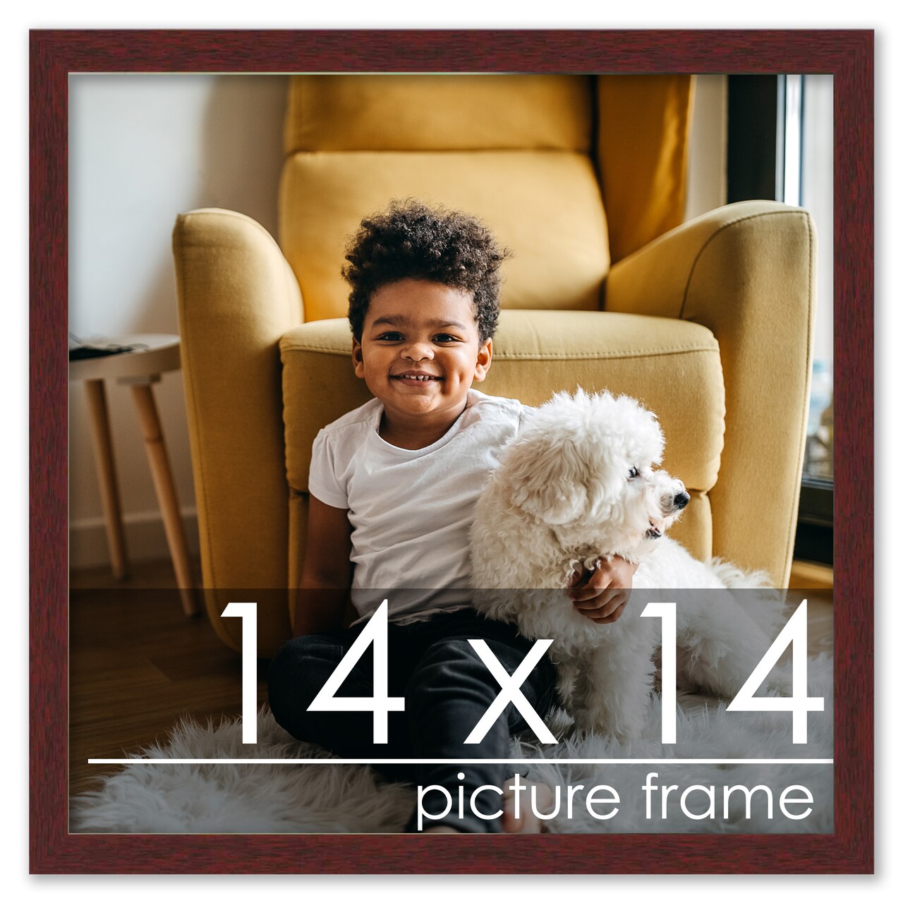Square Minimalist Brown Picture Frame - UV Acrylic, Foam Board Backing, Hanging Hardware